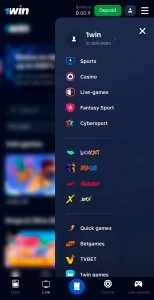 1win official app screenshot
